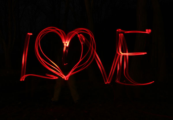 Foto experimenty - láska a světlo - love heart