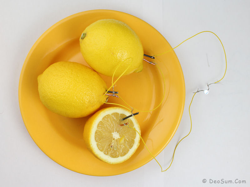 citrónový galvanický článek - baterie
