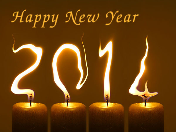 Happy New Year 2014 greeting free picture with candles